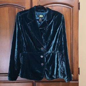 Lane Bryant Teal Crushed Velvet Blazer Size 16